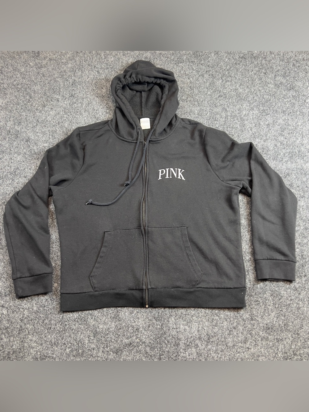 Victoria’s Secret PINK Black Full Zip Logo Hoodie Sweatshirt XL